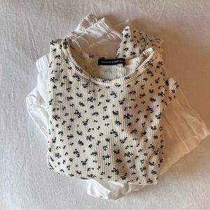 Brandy Melville Bundle - White Maxi Skirt & Micro Floral Thermal